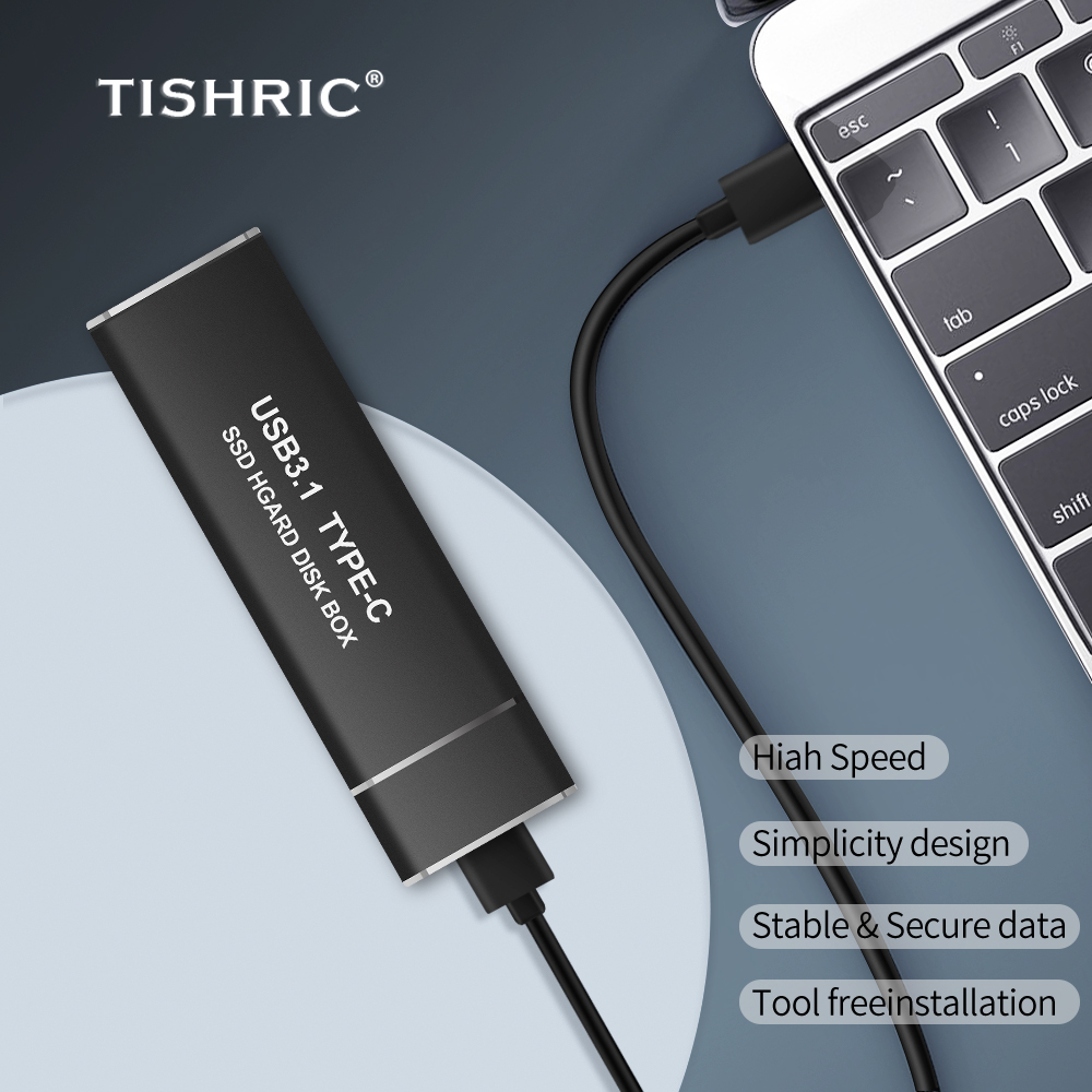 TISHRIC-HDD 케이스 USB c타입 외장 하드 디스크 드라이브 HDD 박스/인클로저 포켓, M2 NGFF/NVME ssd용 2.5 HD Optibay 어댑터